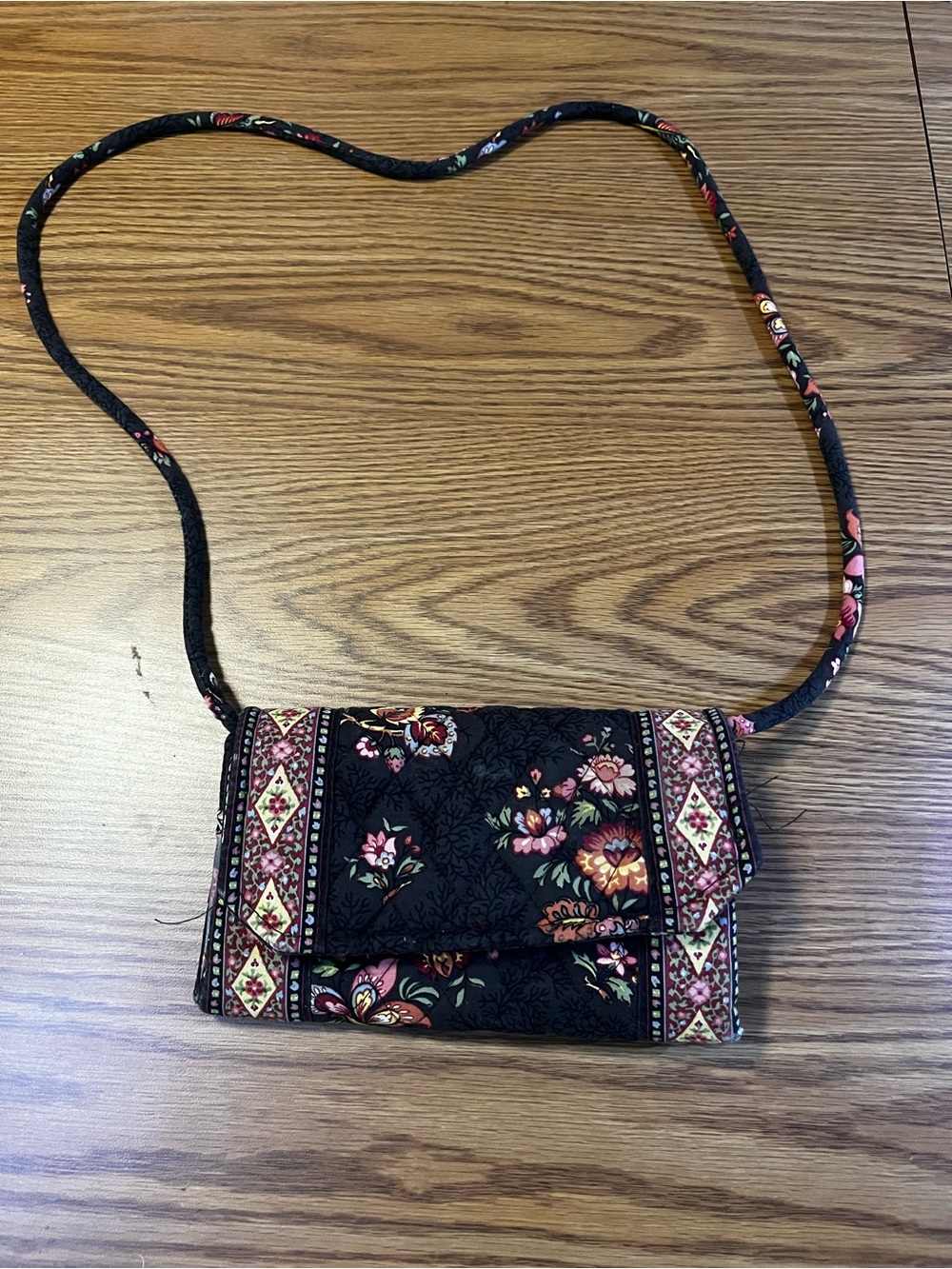 Vera Bradley Quilted Floral Crossbody Bag - Brown/Pink